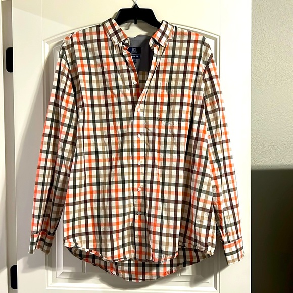 George Other - George Mens 2XL 50-52 Orange and Brown Plaid Button Dress Shirt